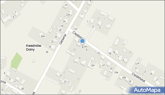 Kwaśniów Dolny, Cieślińska, 4, mapa Kwaśniów Dolny