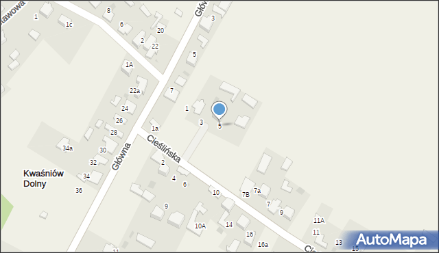 Kwaśniów Dolny, Cieślińska, 5, mapa Kwaśniów Dolny