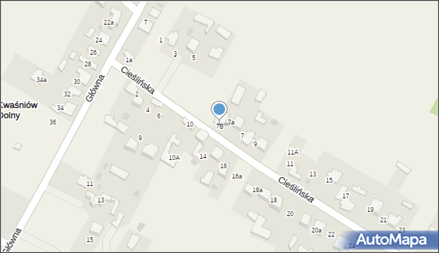 Kwaśniów Dolny, Cieślińska, 7B, mapa Kwaśniów Dolny