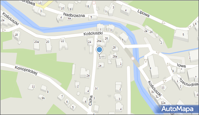 Lądek-Zdrój, Cicha, 1, mapa Lądek-Zdrój