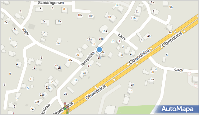 Łaziska Górne, Cieszyńska, 15, mapa Łaziska Górne