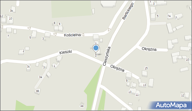 Łaziska Górne, Cieszyńska, 2, mapa Łaziska Górne