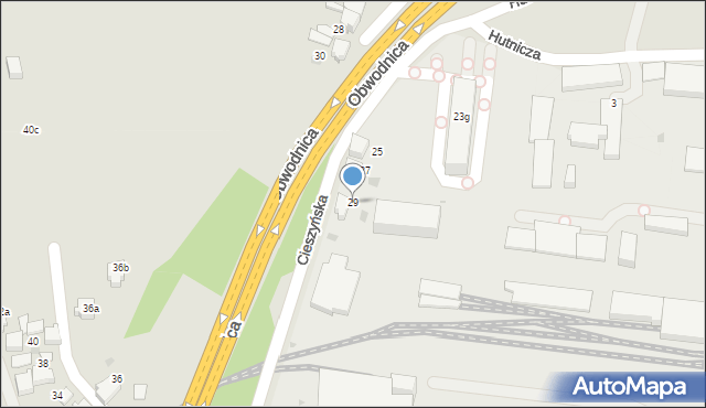 Łaziska Górne, Cieszyńska, 29, mapa Łaziska Górne