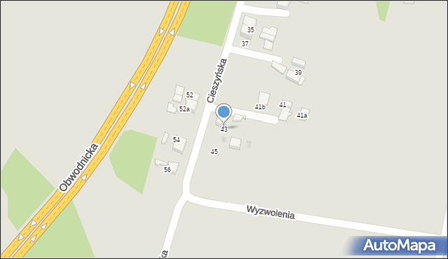 Łaziska Górne, Cieszyńska, 43, mapa Łaziska Górne