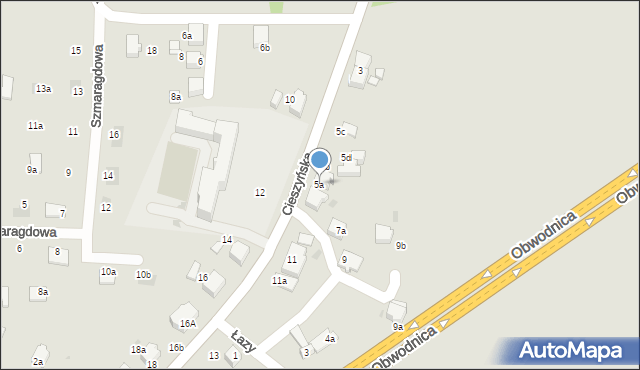 Łaziska Górne, Cieszyńska, 5a, mapa Łaziska Górne