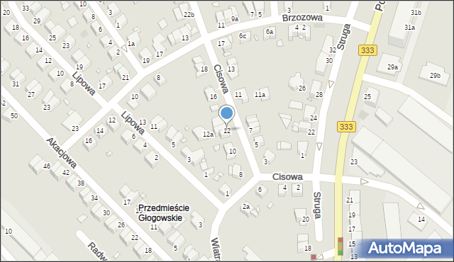 Legnica, Cisowa, 12, mapa Legnicy