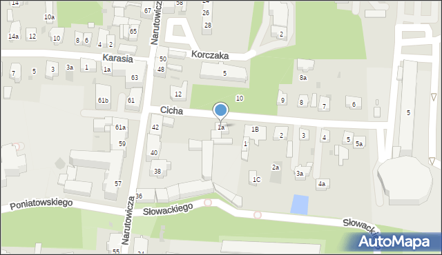 Leszno, Cicha, 1a, mapa Leszno