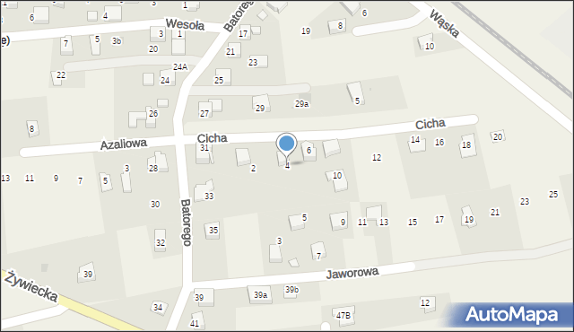 Łodygowice, Cicha, 4, mapa Łodygowice