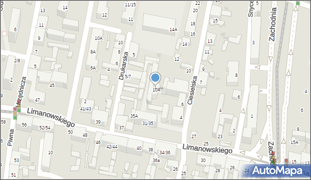 Łódź, Ciesielska, 10A, mapa Łodzi