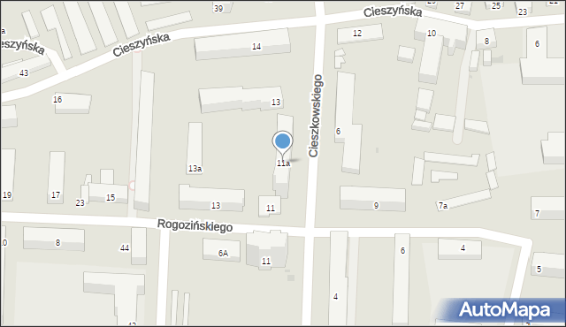 Łódź, Cieszkowskiego Augusta, 11a, mapa Łodzi