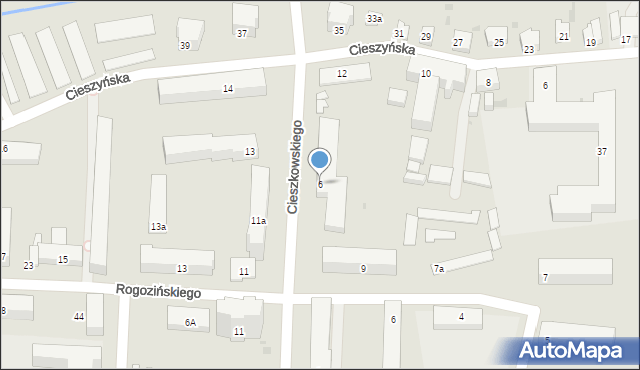 Łódź, Cieszkowskiego Augusta, 6, mapa Łodzi