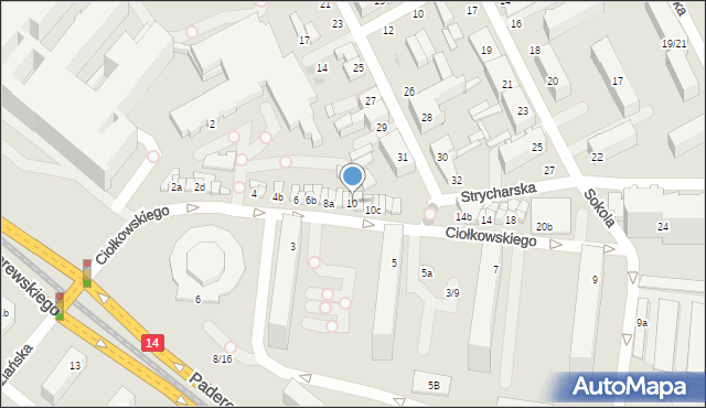 Łódź, Ciołkowskiego Konstantego, 10, mapa Łodzi