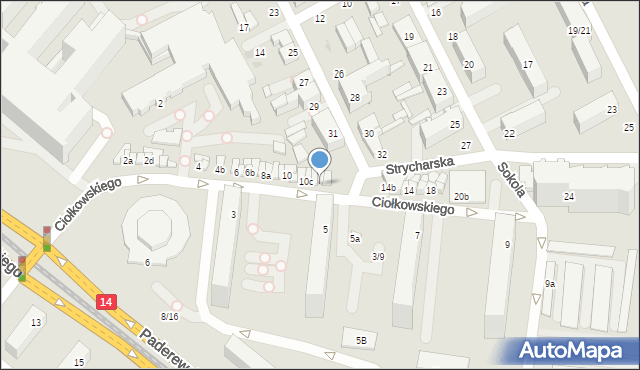 Łódź, Ciołkowskiego Konstantego, 12a, mapa Łodzi