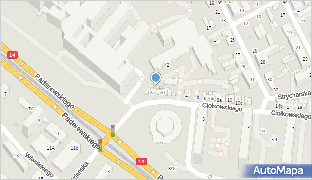 Łódź, Ciołkowskiego Konstantego, 2b, mapa Łodzi