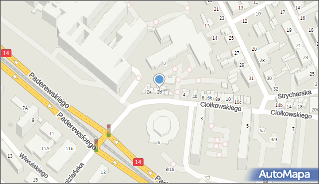 Łódź, Ciołkowskiego Konstantego, 2d, mapa Łodzi
