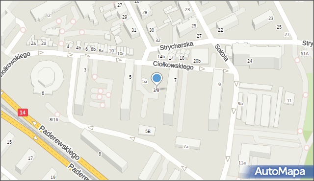 Łódź, Ciołkowskiego Konstantego, 3/9, mapa Łodzi