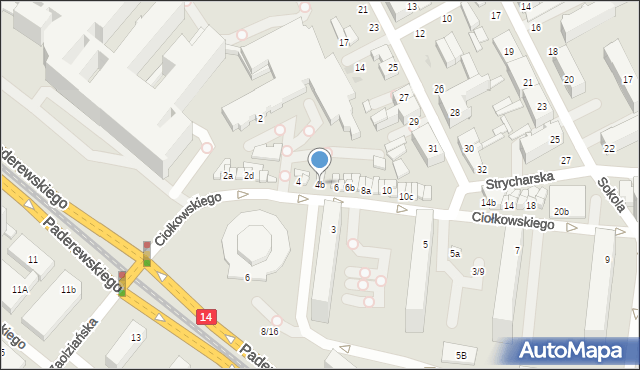 Łódź, Ciołkowskiego Konstantego, 4b, mapa Łodzi