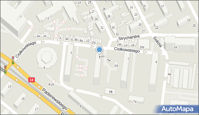 Łódź, Ciołkowskiego Konstantego, 5, mapa Łodzi