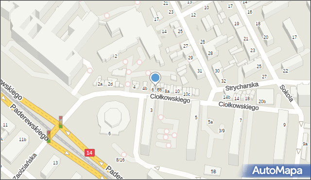 Łódź, Ciołkowskiego Konstantego, 6a, mapa Łodzi