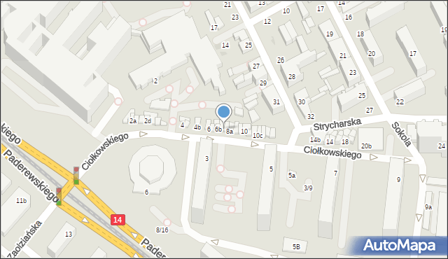 Łódź, Ciołkowskiego Konstantego, 6c, mapa Łodzi