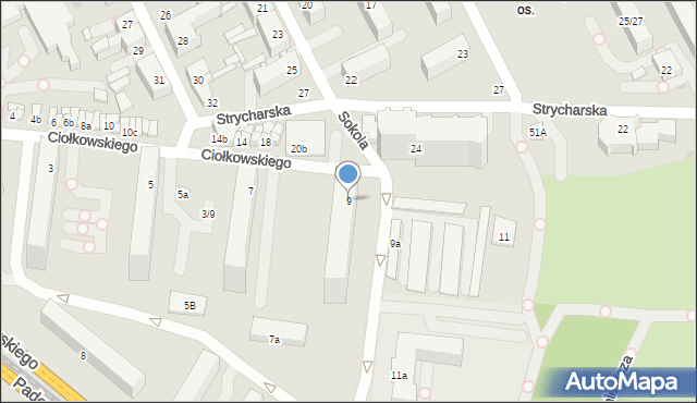 Łódź, Ciołkowskiego Konstantego, 9, mapa Łodzi