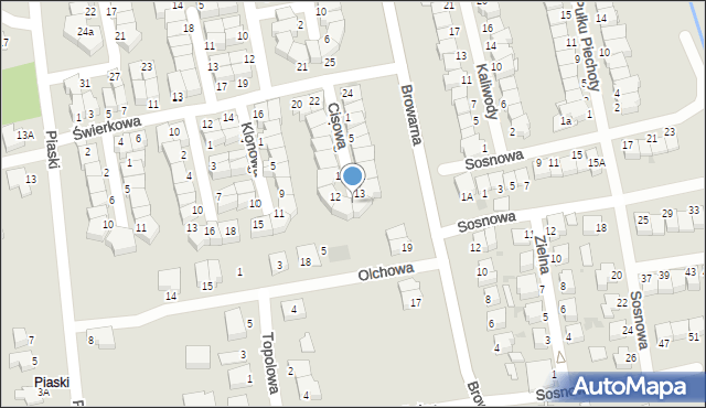Łomża, Cisowa, 15, mapa Łomży