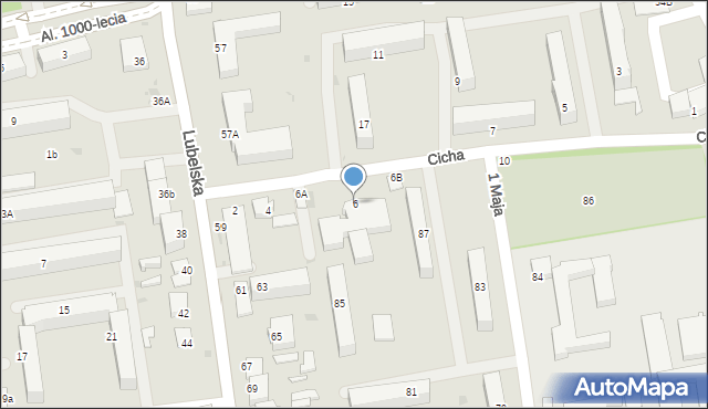 Lubartów, Cicha, 6, mapa Lubartów