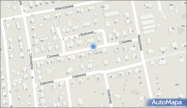 Lubartów, Cisowa, 24, mapa Lubartów