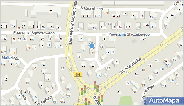 Lublin, Cieszkowskiego-Ćwieka Kajetana, 3, mapa Lublina