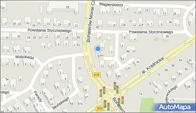 Lublin, Cieszkowskiego-Ćwieka Kajetana, 9, mapa Lublina