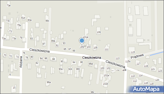 Łuków, Cieszkowizna, 101, mapa Łuków