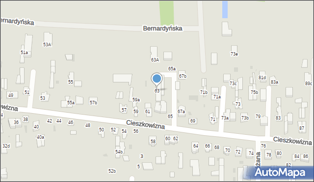 Łuków, Cieszkowizna, 63, mapa Łuków