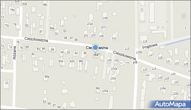 Łuków, Cieszkowizna, 98a, mapa Łuków