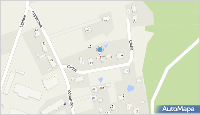 Małdyty, Cicha, 11, mapa Małdyty