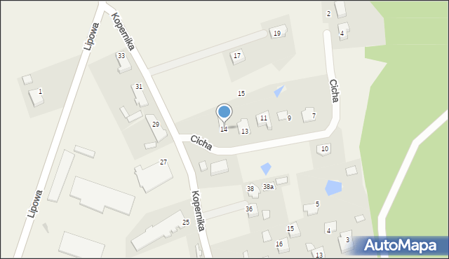 Małdyty, Cicha, 14, mapa Małdyty