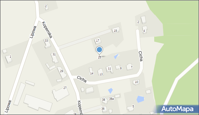 Małdyty, Cicha, 15, mapa Małdyty