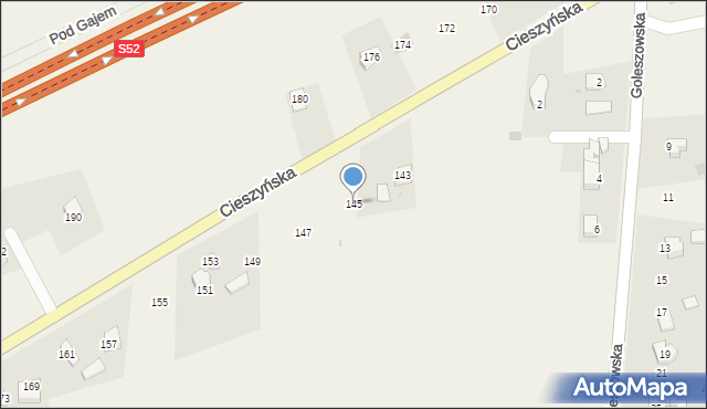 Międzyświeć, Cieszyńska, 145, mapa Międzyświeć