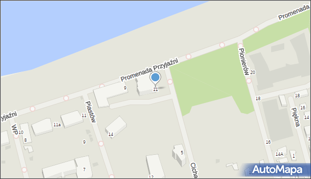 Mielno, Cicha, 11, mapa Mielno