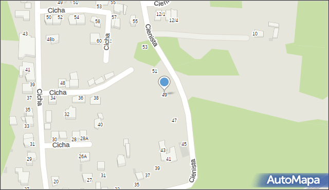 Mikołów, Cienista, 49, mapa Mikołów