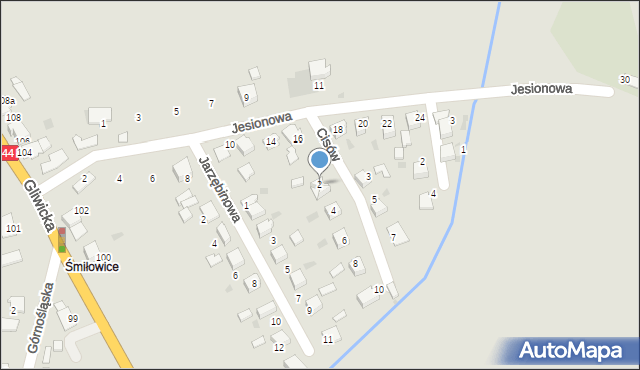 Mikołów, Cisów, 2, mapa Mikołów