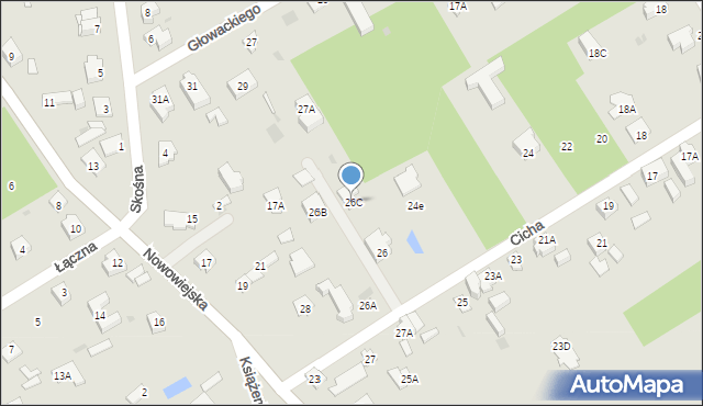 Milanówek, Cicha, 26C, mapa Milanówek