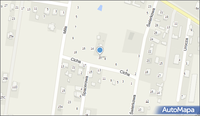 Milejowice, Cicha, 10, mapa Milejowice