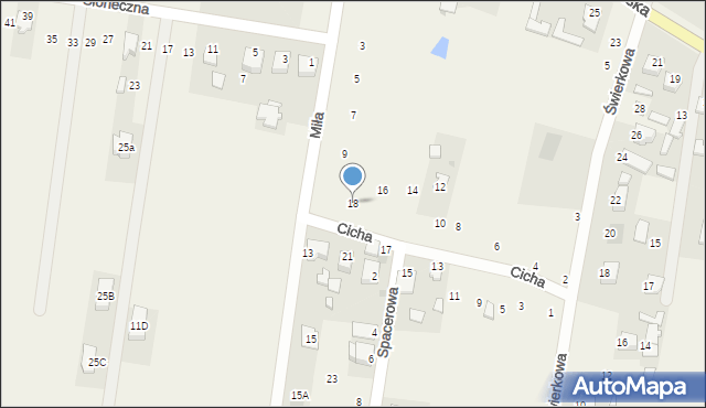 Milejowice, Cicha, 18, mapa Milejowice