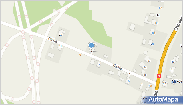 Miłków, Cicha, 6, mapa Miłków