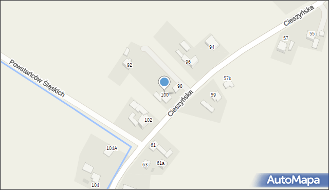 Mnich, Cieszyńska, 100, mapa Mnich