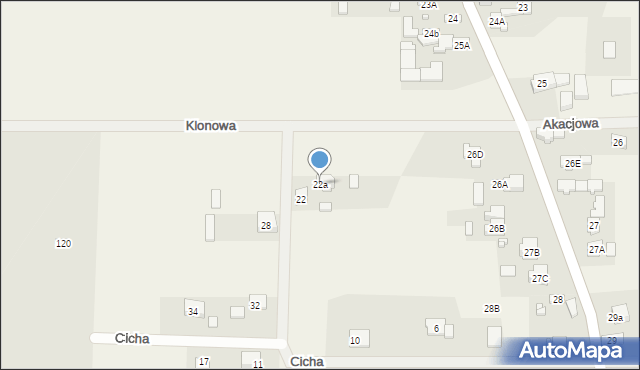 Mójcza, Cicha, 22a, mapa Mójcza