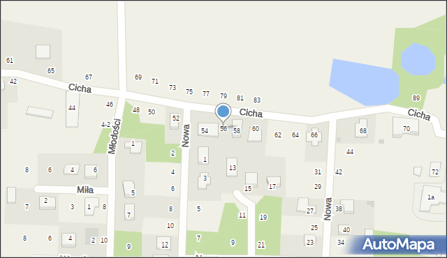 Mykanów, Cicha, 56, mapa Mykanów