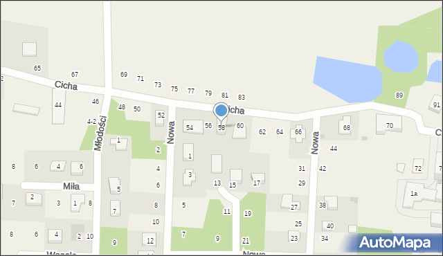 Mykanów, Cicha, 58, mapa Mykanów