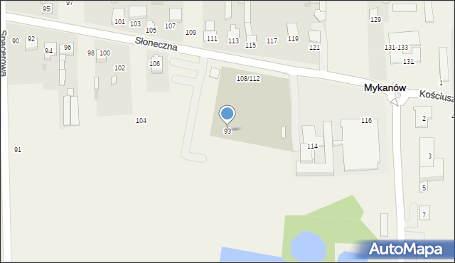 Mykanów, Cicha, 93, mapa Mykanów