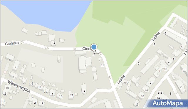 Myślibórz, Cienista, 5, mapa Myślibórz